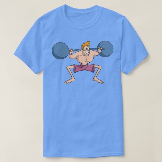 Barbell kettlebell squat weightlifting T-Shirt (Design Front)