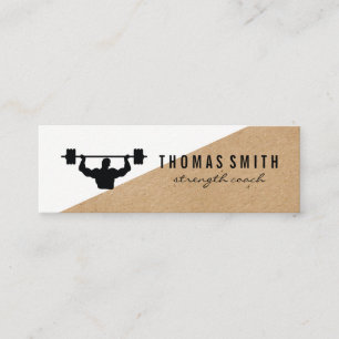 Barbell Personal Trainer Colour Block Mini Business Card