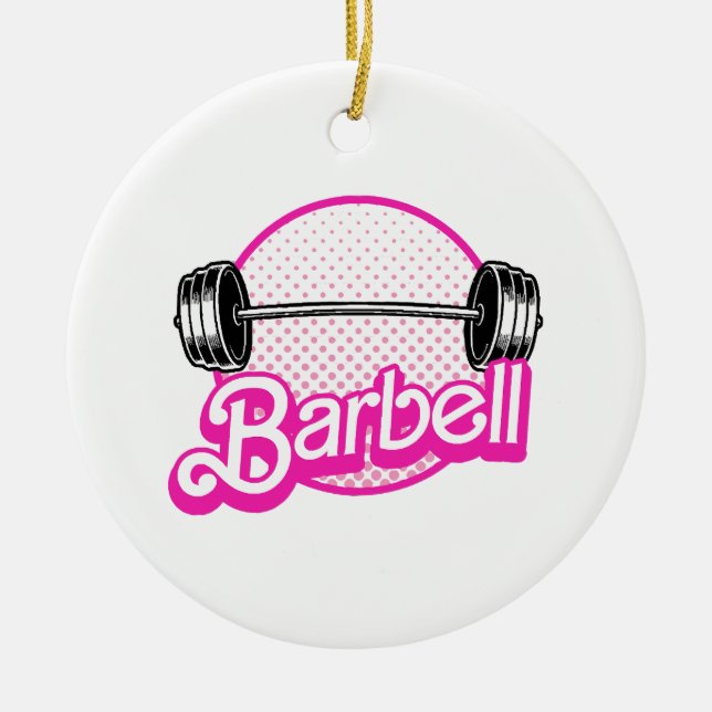 Barbell - pink ceramic tree decoration (Front)