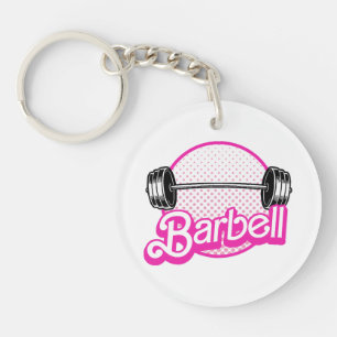 Barbell - pink key ring