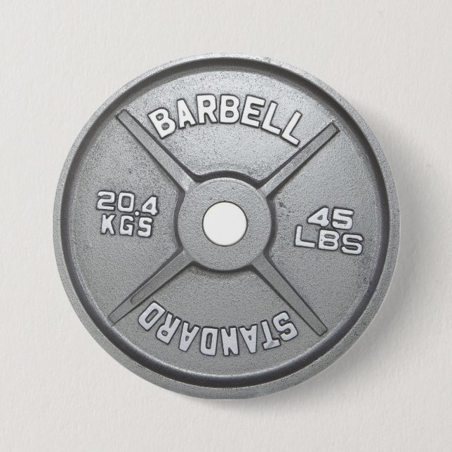Barbell Plate 7.5 Cm Round Badge (Front)
