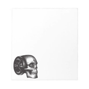 Barbell Plate and Skull - Workout Gym Motivational Notepad