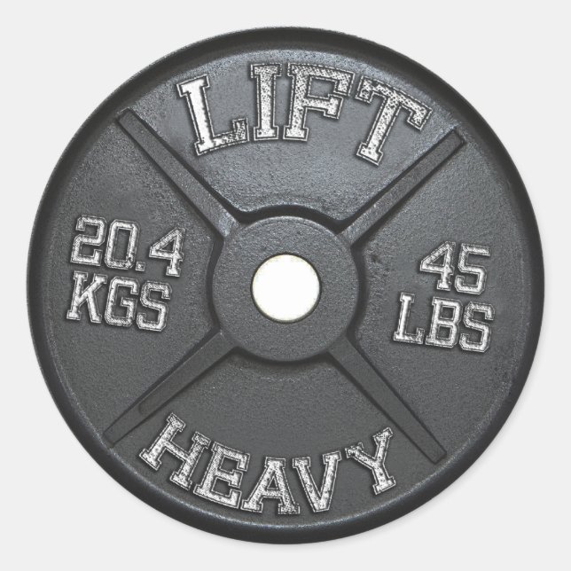 Barbell Plate - Lift Heavy Classic Round Sticker (Front)
