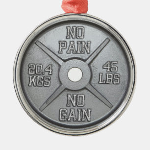 Barbell Plate - No Pain No Gain Metal Tree Decoration