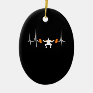 Barbell Weightlifting Heartbeat Bodybuilding Ceramic Tree Decoration