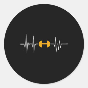 Barbell Weightlifting Heartbeat - Bodybuilding Classic Round Sticker