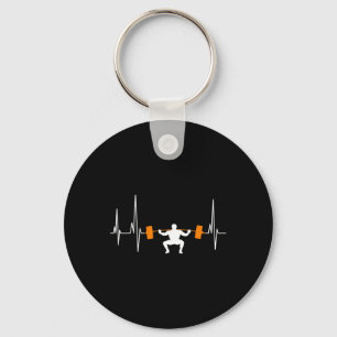 Barbell Weightlifting Heartbeat Bodybuilding Cool  Key Ring