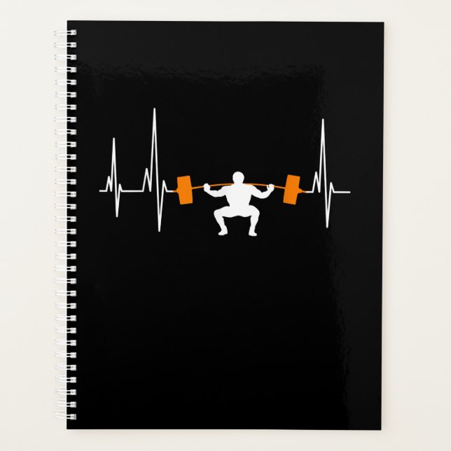 Barbell Weightlifting Heartbeat Bodybuilding Cool Planner (Front)