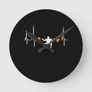 Barbell Weightlifting Heartbeat Bodybuilding Cool Round Clock