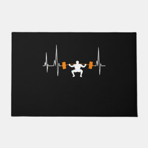 Barbell Weightlifting Heartbeat Bodybuilding Doormat