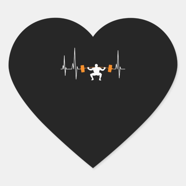 Barbell Weightlifting Heartbeat Bodybuilding Heart Sticker (Front)