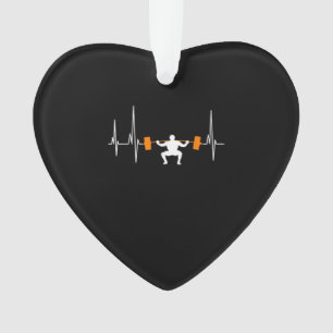 Barbell Weightlifting Heartbeat Bodybuilding Ornament