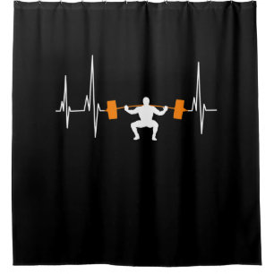 Barbell Weightlifting Heartbeat Bodybuilding Shower Curtain