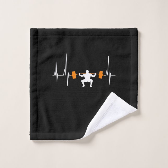 Barbell Weightlifting Heartbeat Bodybuilding Wash Cloth (Wash Cloth)