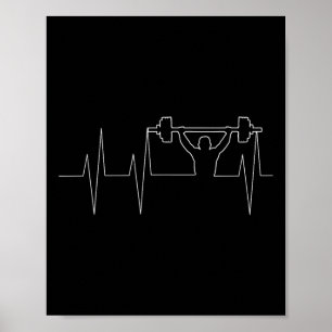 Barbell Weightlifting Heartbeat Shirt - Bodybuildi Poster