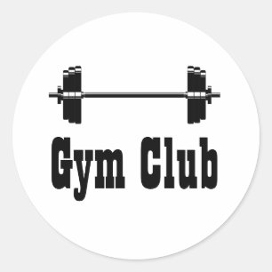Barbell workout gym silhouette classic round sticker