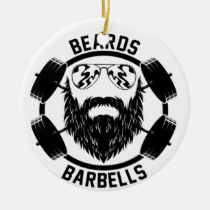 barbells beards ceramic tree decoration