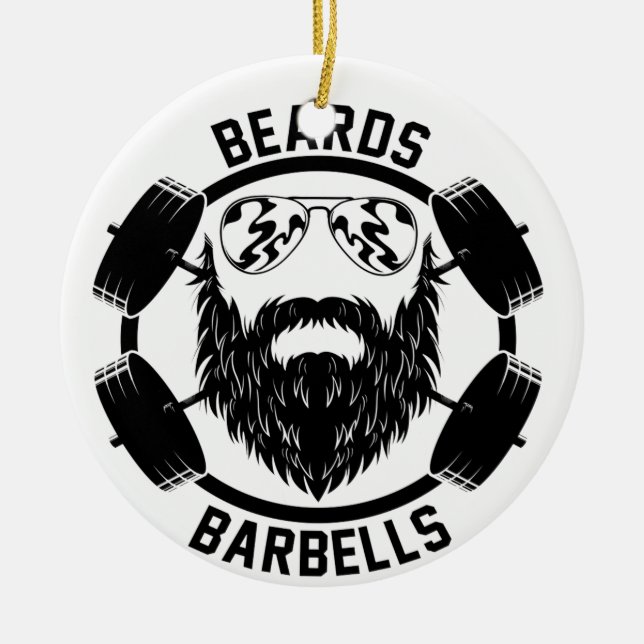 barbells beards ceramic tree decoration (Front)