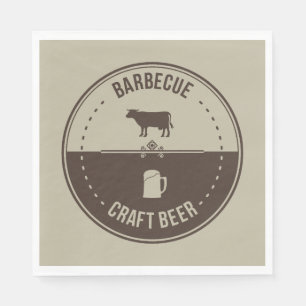 Barbeque and Beer, BBQ Emblem Badge  Napkin