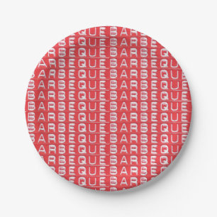 Barbeque Barbecue BBQ Red Paper Plate Food