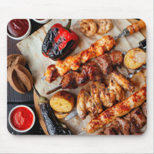 Barbeque Chicken Pork Beef Egplant Capsicum Mouse Pad