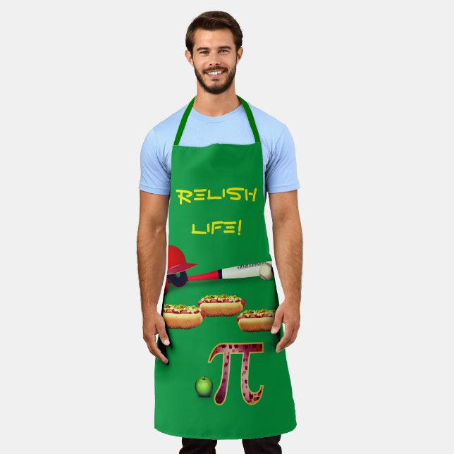 Barbeque Fun Baseball Hotdogs Appie Pie Apron (Worn)