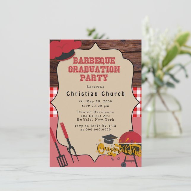 Barbeque Graduation Party Invitation (Standing Front)