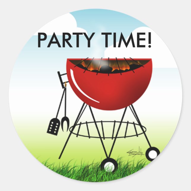 Barbeque Grill Party Time Sticker (Front)
