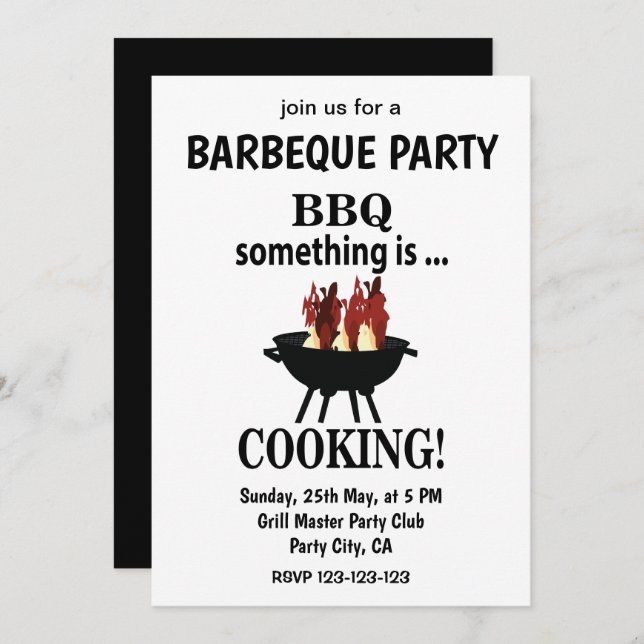 Barbeque Modern Summer Party BBQ Invitation (Front/Back)