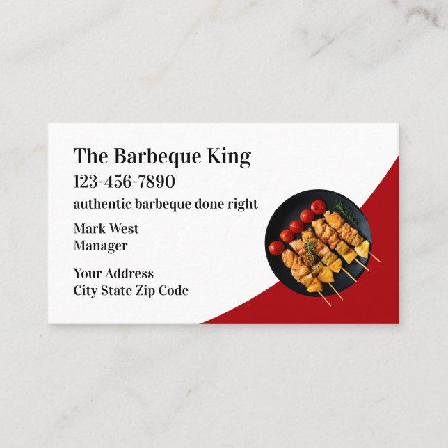Barbeque Restaurant Theme Business Cards (Front)