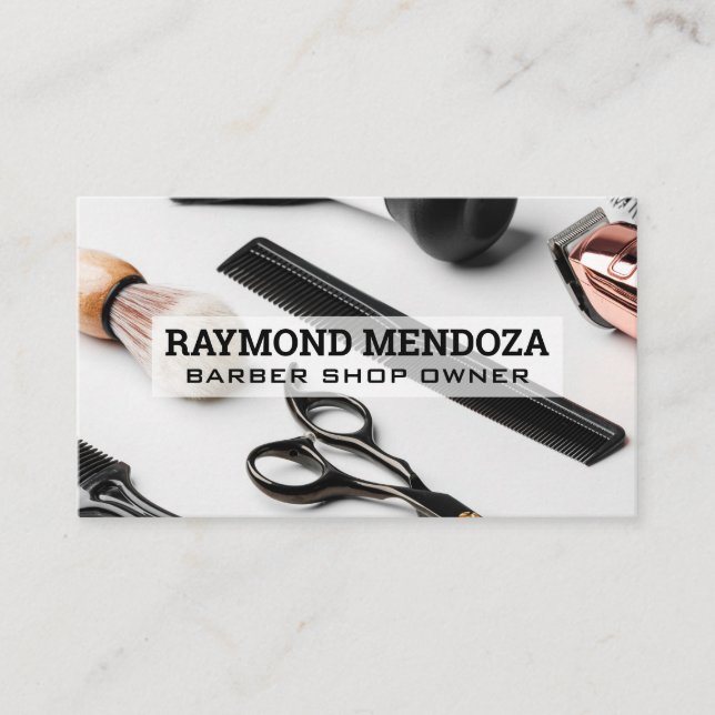 Barber and Shaving Accessories Background Business Card (Front)