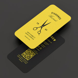Barber Barbershop Black Yellow Modern  Business Card