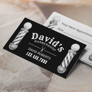 Barber Barbershop Hair Stylist BW Appointment Card