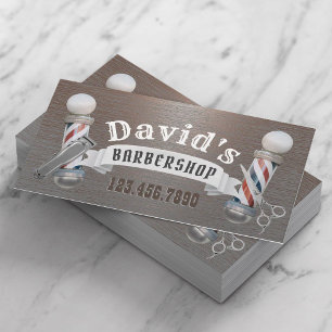 Barber Barbershop Hair Stylist Cool Brushed Metal Business Card