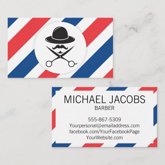 Barber Barbershop Hair Stylist Salon Business Card (Front/Back)