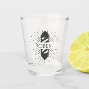 Barber Barbershop Pole Monogram Shot Glass
