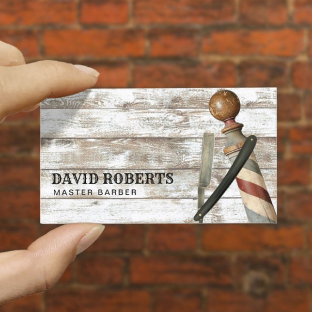 Barber Barbershop Razor Rustic Hair Stylist Business Card (Creator Uploaded)