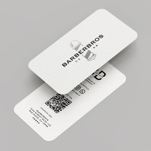Barber Barbershop Silver Pole Classic Modern  Business Card