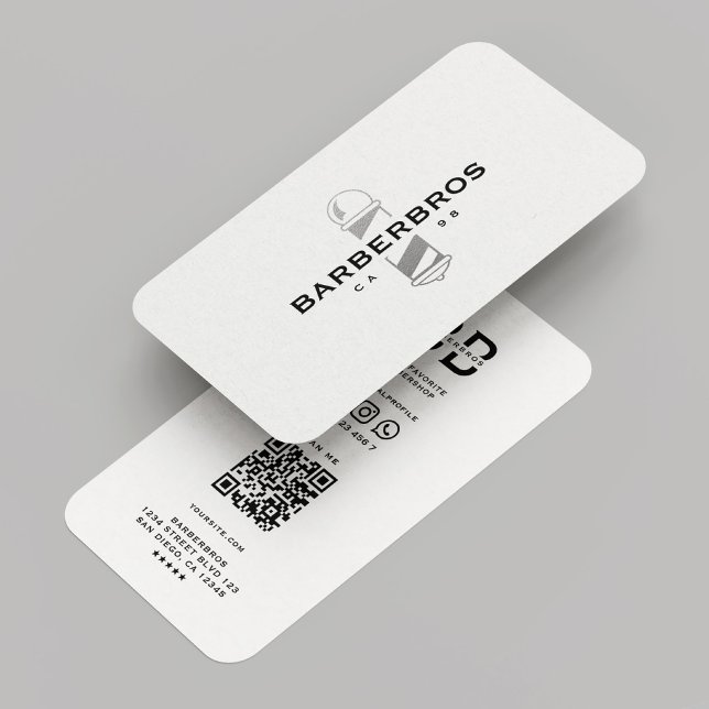 Barber Barbershop Silver Pole Classic Modern  Business Card (Barber Barbershop Silver Pole Classic Modern Business Card
)