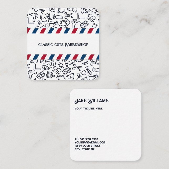 Barber Barbershop Square Business Card (Front/Back)