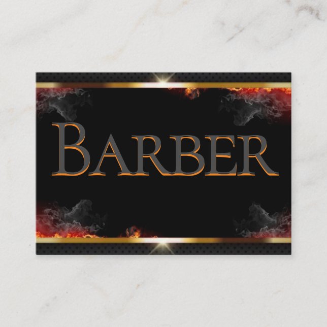 Barber Black, Grey, Gold Business Card (Front)