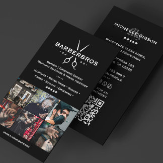 Barber Black Minimal Modern Barbershop Business Card