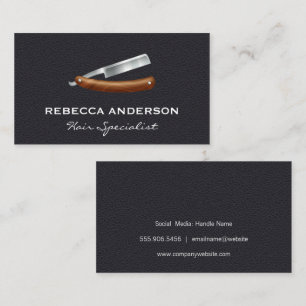 Barber Blade Leather Background Business Card