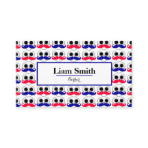 Barber Blue red beard Repeat Pattern Business Card