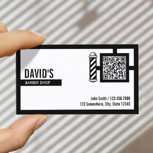 Barber Bold Border QR Code Barbershop Business Card