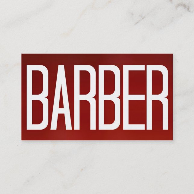 Barber Bold Red Business Card (Front)