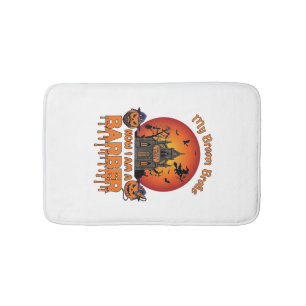 Barber Broom Broke Halloween Pumpkin Clipper Haunt Bath Mat