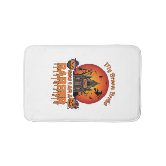 Barber Broom Broke Halloween Pumpkin Clipper Haunt Bath Mat