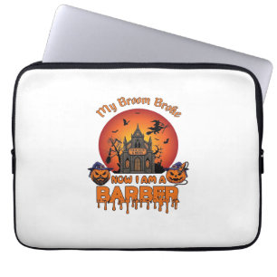 Barber Broom Broke Halloween Pumpkin Clipper Haunt Laptop Sleeve