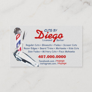 Barber Business Card (Barber pole & shears)